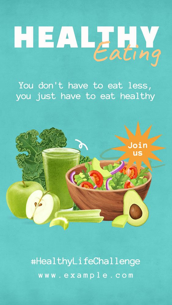 Healthy eating  Instagram story template, editable text