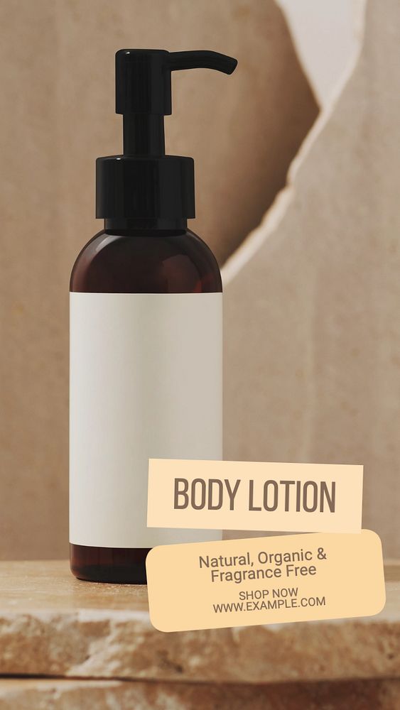 Body lotion  Instagram story template, editable text