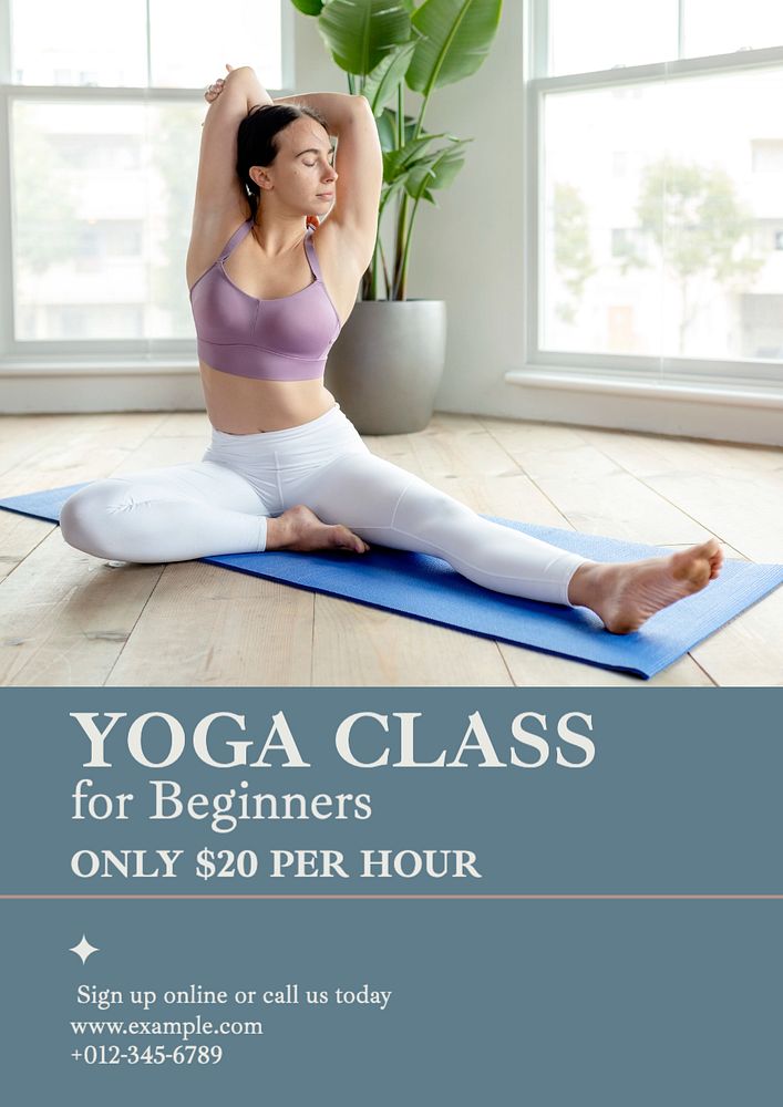 Yoga class  poster template, editable text and design