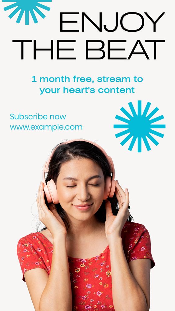Music streaming  Instagram story template, editable text