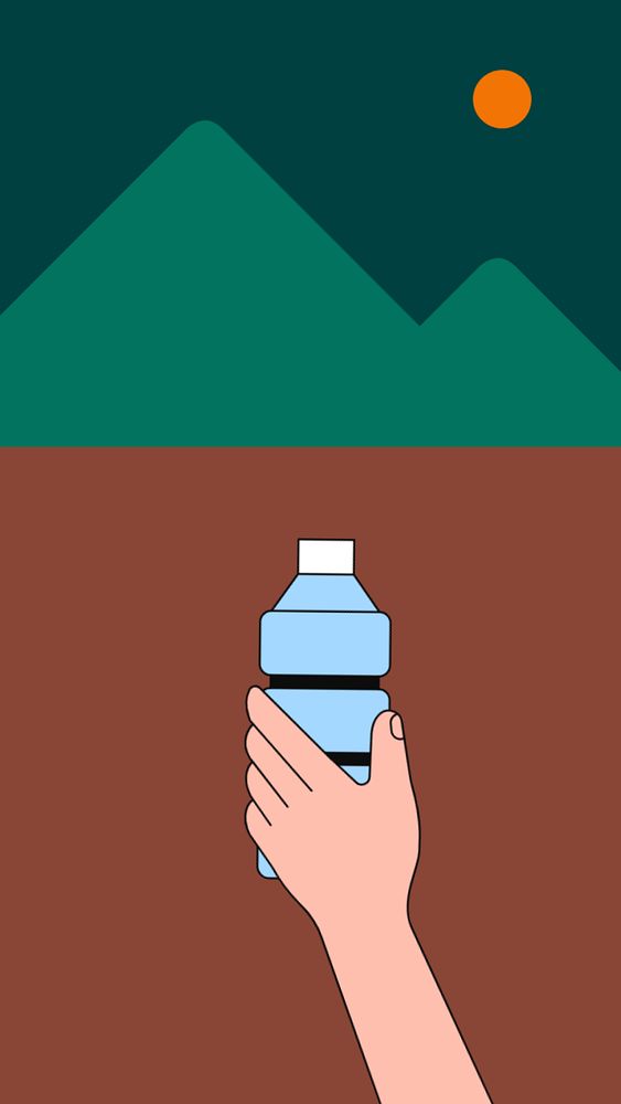 Hand holding water bottle iPhone wallpaper, editable design