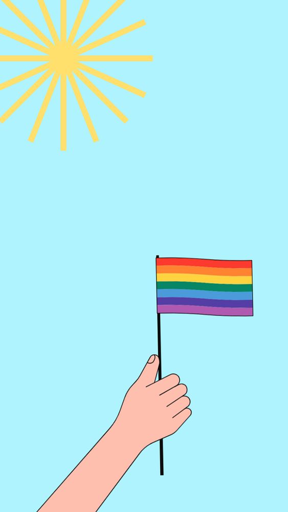 Pride flag iPhone wallpaper, LGBTQ illustration, editable design