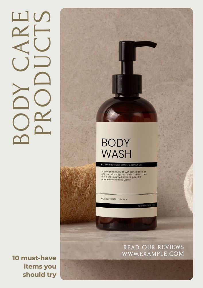 Body care products  poster template, editable text and design