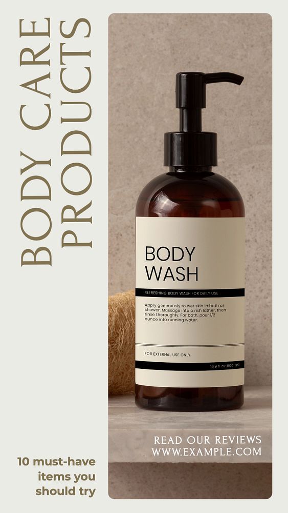 Body care products  Instagram story template, editable text