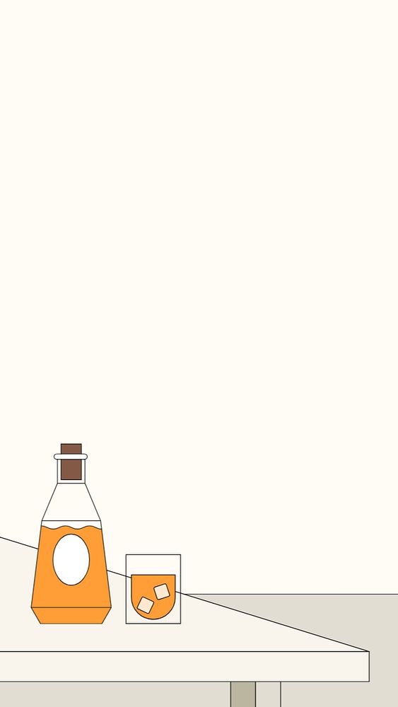 Whiskey bottle iPhone wallpaper, alcoholic drink illustration, editable design