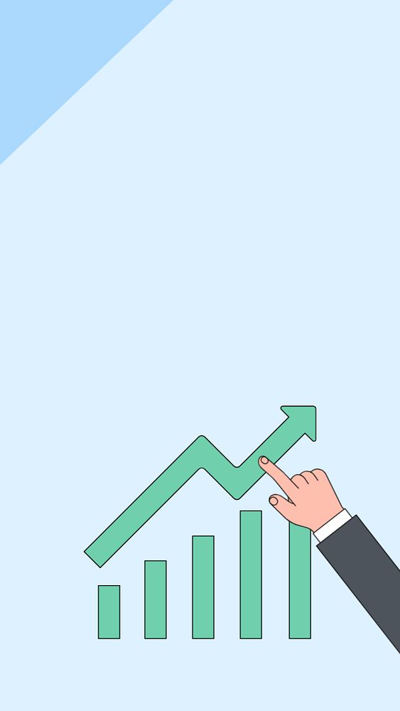 Rising bar charts iPhone wallpaper, business illustration, editable design