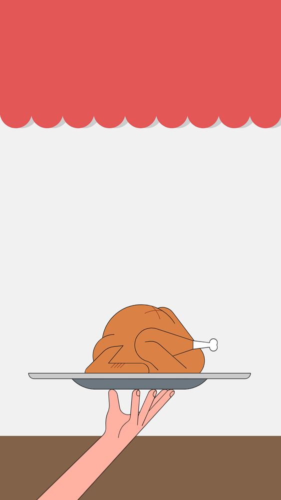 Turkey chicken iPhone wallpaper, food illustration, editable design