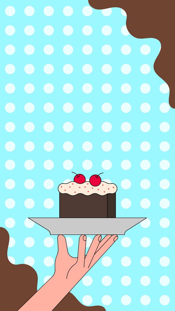 Chocolate cake iPhone wallpaper, food illustration, editable design