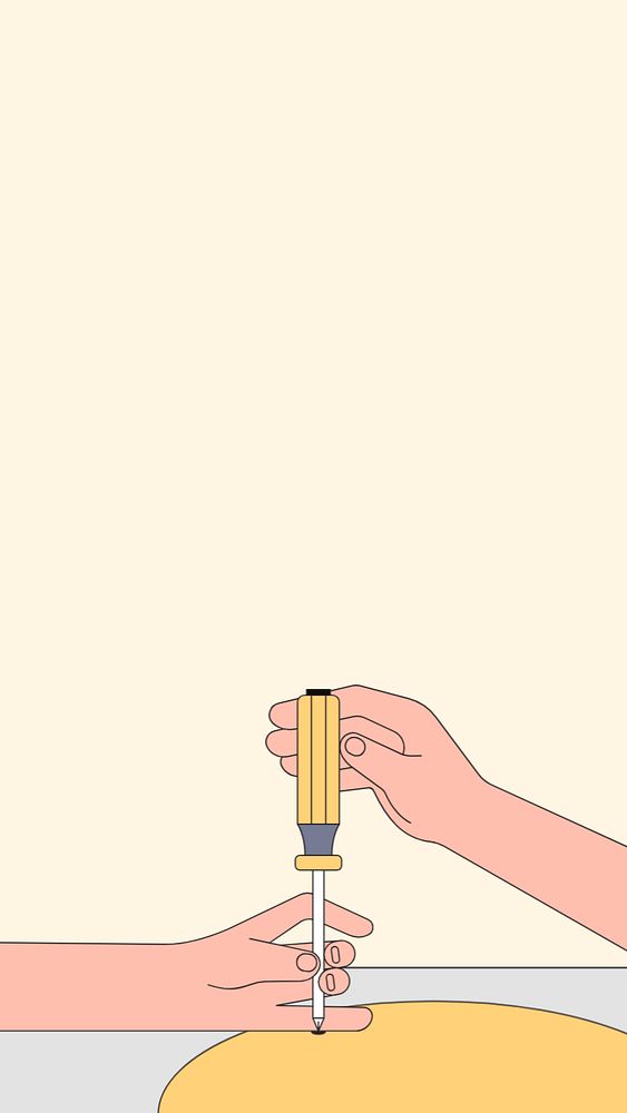 Screwdriver iPhone wallpaper, technician illustration, editable design