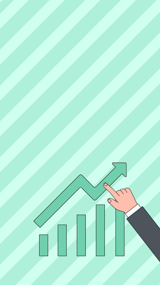 Rising bar charts iPhone wallpaper, business illustration, editable design