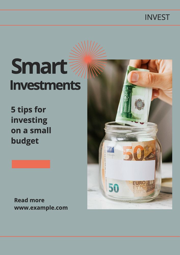 Smart investments  poster template, editable text and design