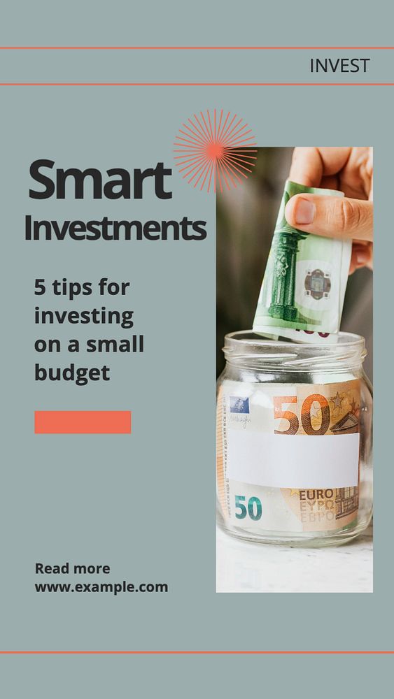 Smart investments  Instagram story template, editable text