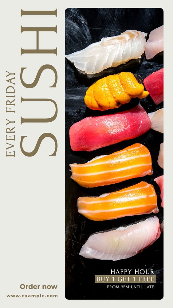 Sushi Instagram story template, editable text