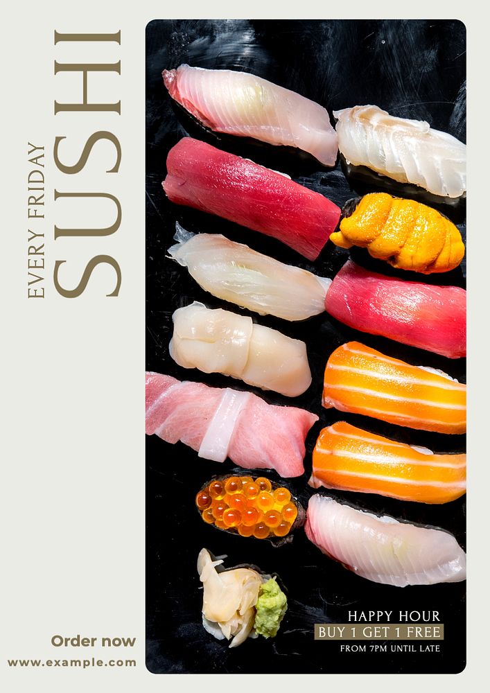 Sushi  poster template, editable text and design