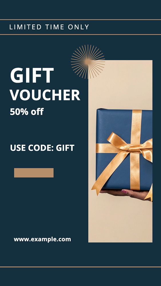 GIft voucher  Instagram story template, editable text