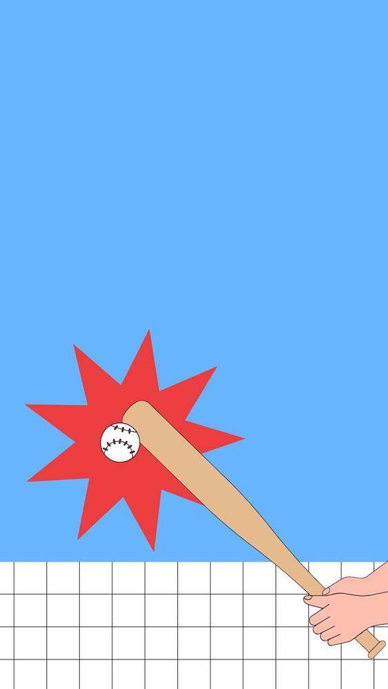 Home run baseball iPhone wallpaper, sports illustration, editable design