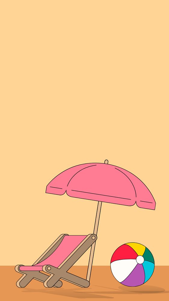 Beach chair iPhone wallpaper, Summer illustration, editable design