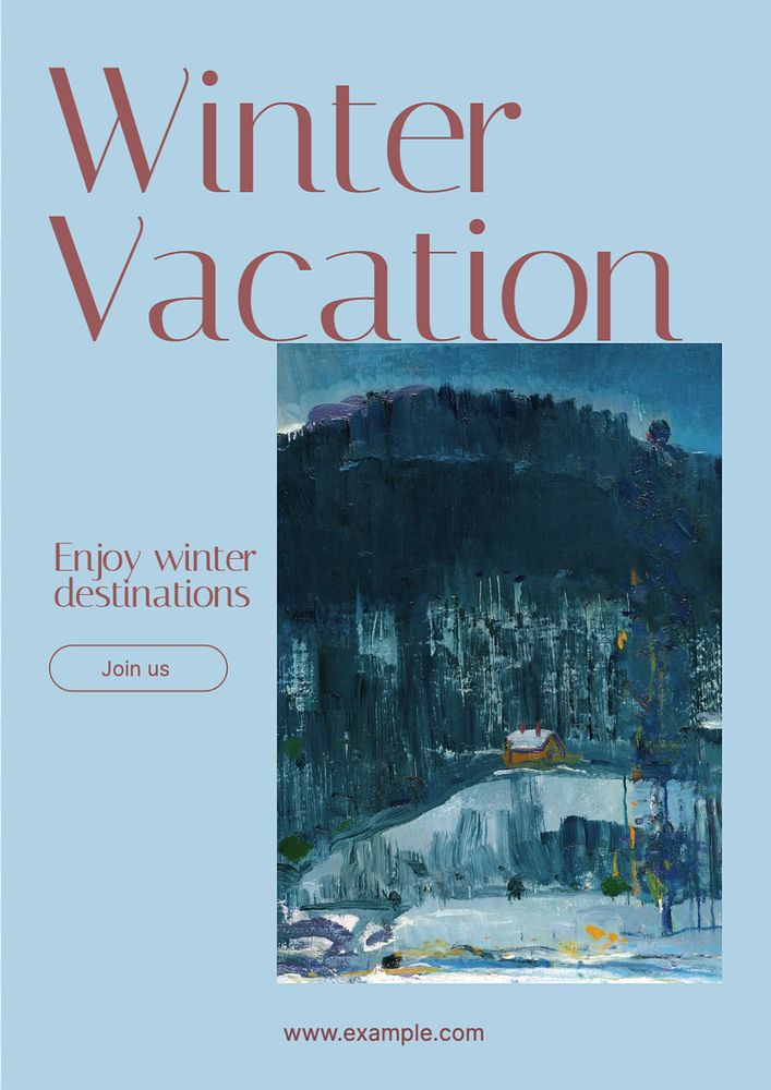 Winter vacation  poster template, editable text and design