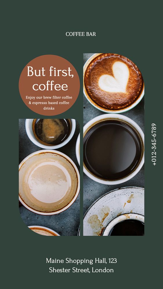 Coffee shop  Instagram story template, editable text