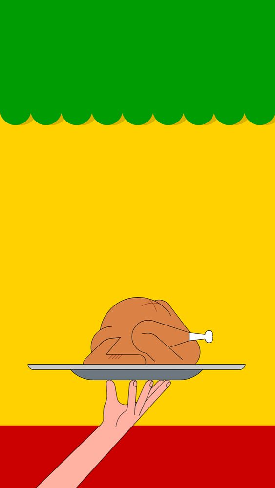 Turkey chicken iPhone wallpaper, food illustration, editable design