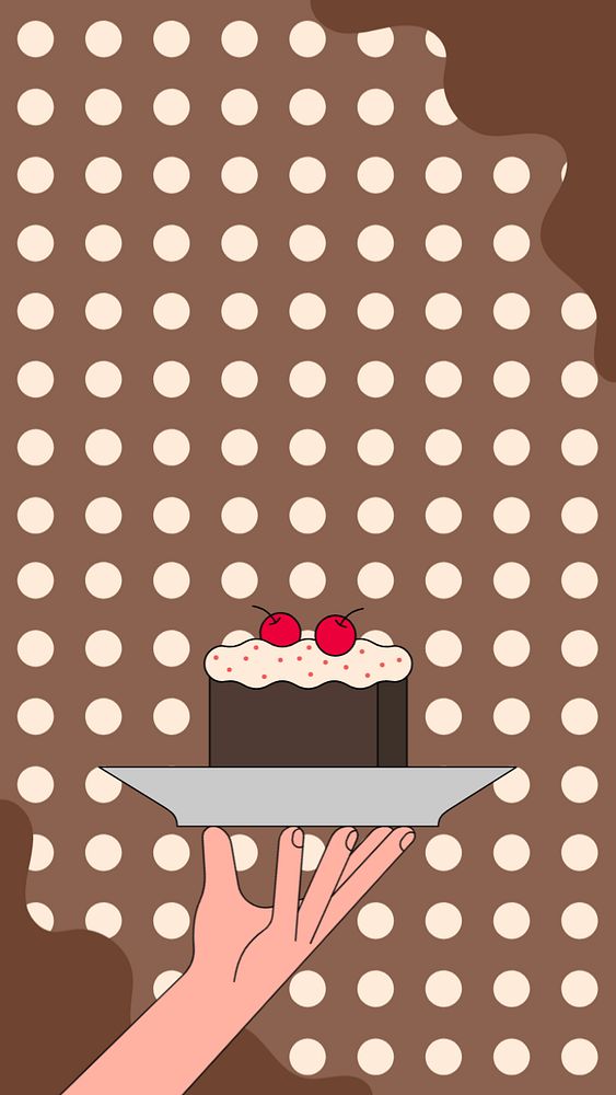 Chocolate cake  iPhone wallpaper, food illustration, editable design