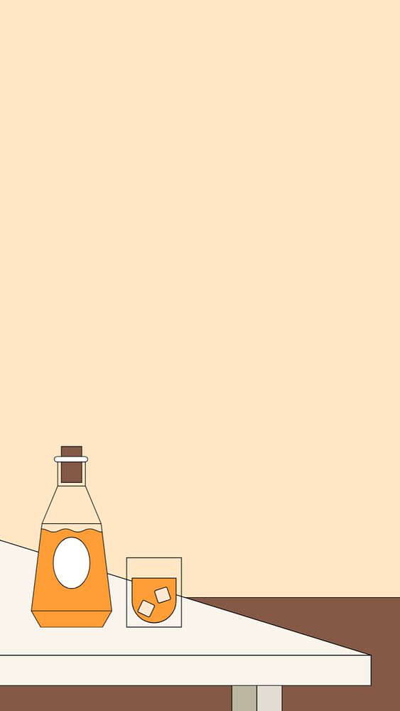 Whiskey bottle iPhone wallpaper, alcoholic drink illustration, editable design