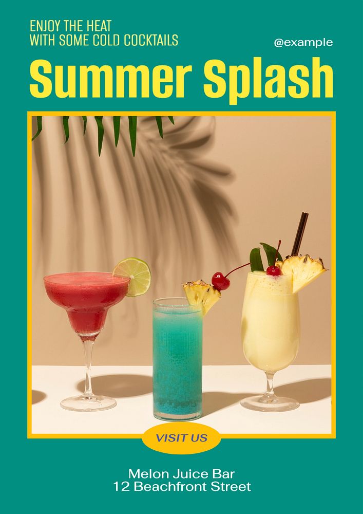 Summer splash  poster template, editable text and design