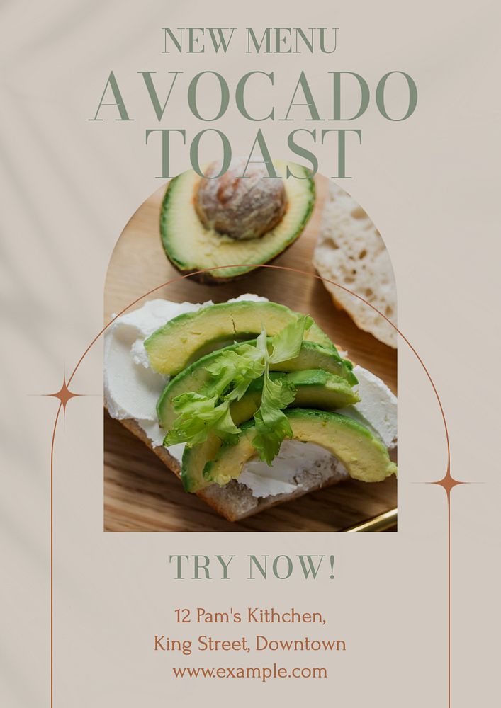 Avocado toast  poster template, editable text and design