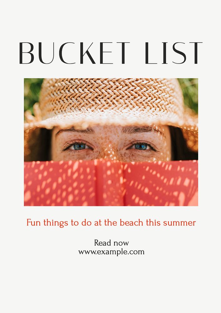 Bucket list  poster template, editable text and design