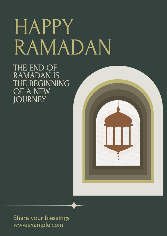 Happy Ramadan  poster template, editable text and design