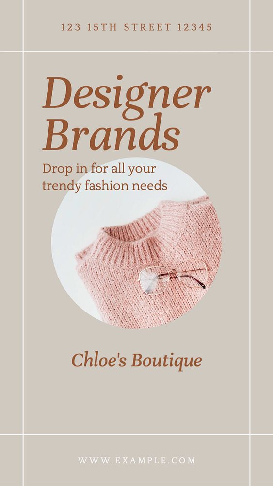 Designer brands  Instagram story template, editable text