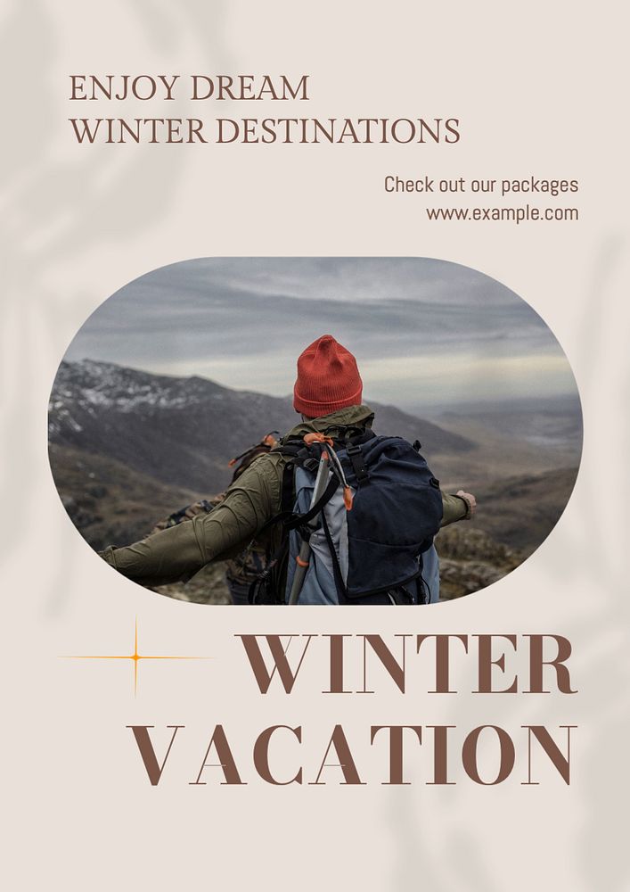 Winter vacation  poster template, editable text and design