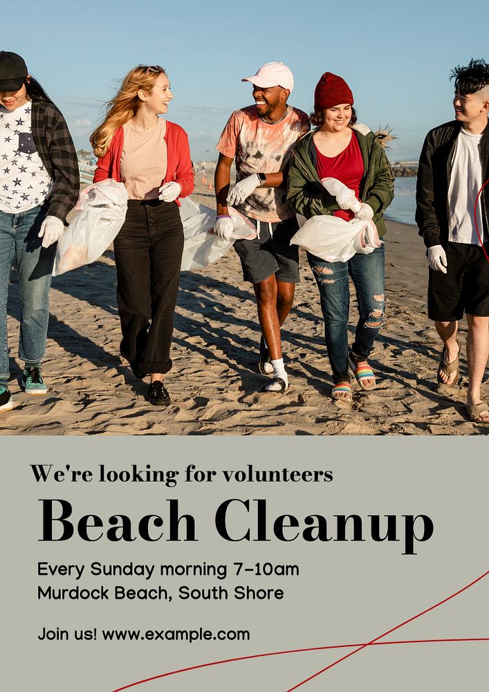 Beach cleanup  poster template, editable text and design