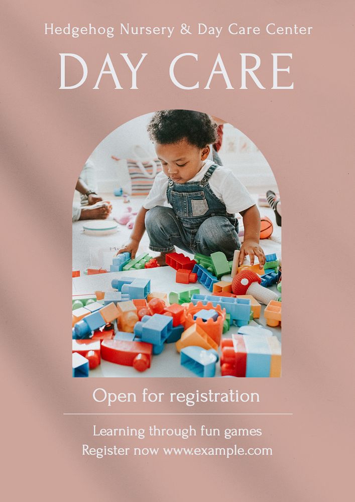 Day care registration  poster template, editable text and design