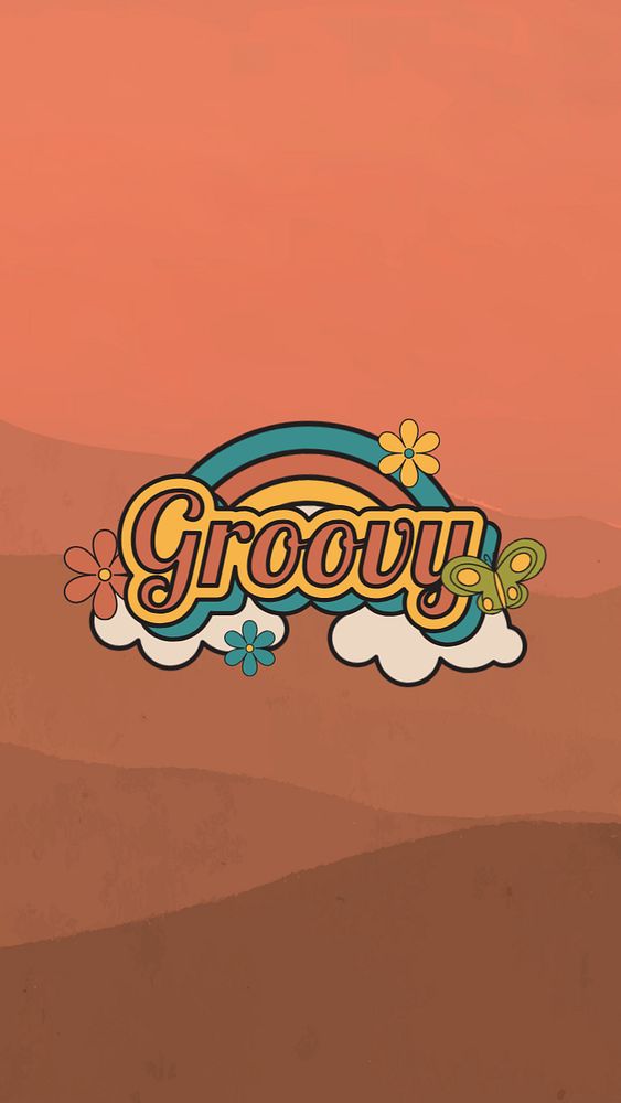 Green groovy iPhone wallpaper, retro typography, editable design