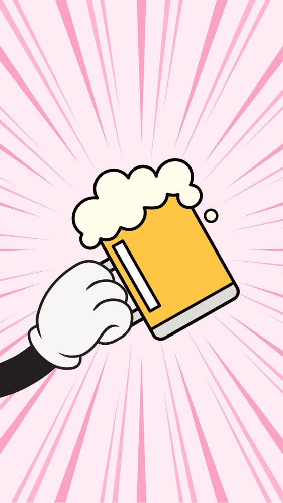 Raised beer mug iPhone wallpaper, funky cartoon illustration, editable design