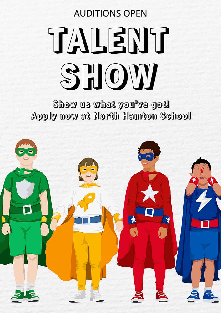 Talent show   poster template, editable text and design