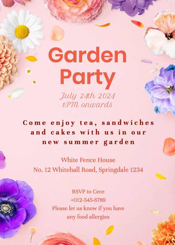 Garden party template, editable design