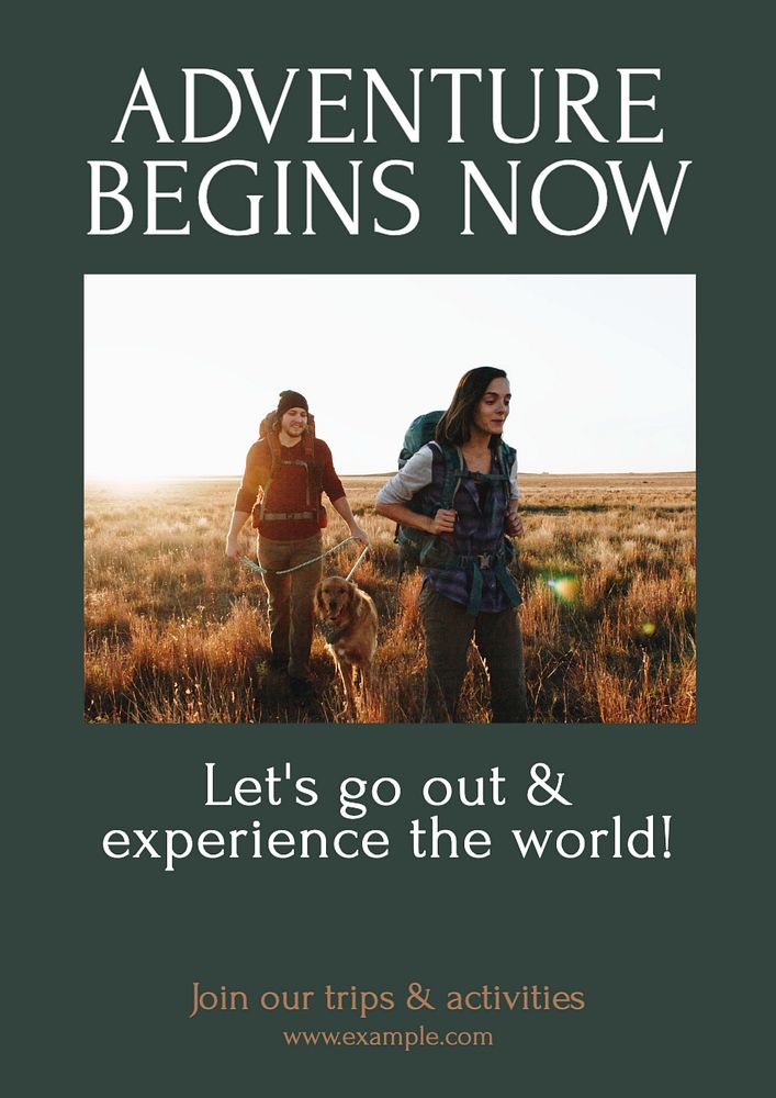 Adventure & travel poster template, editable text and design