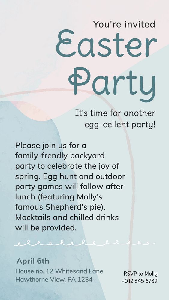 Easter party invitation Instagram story template, editable text