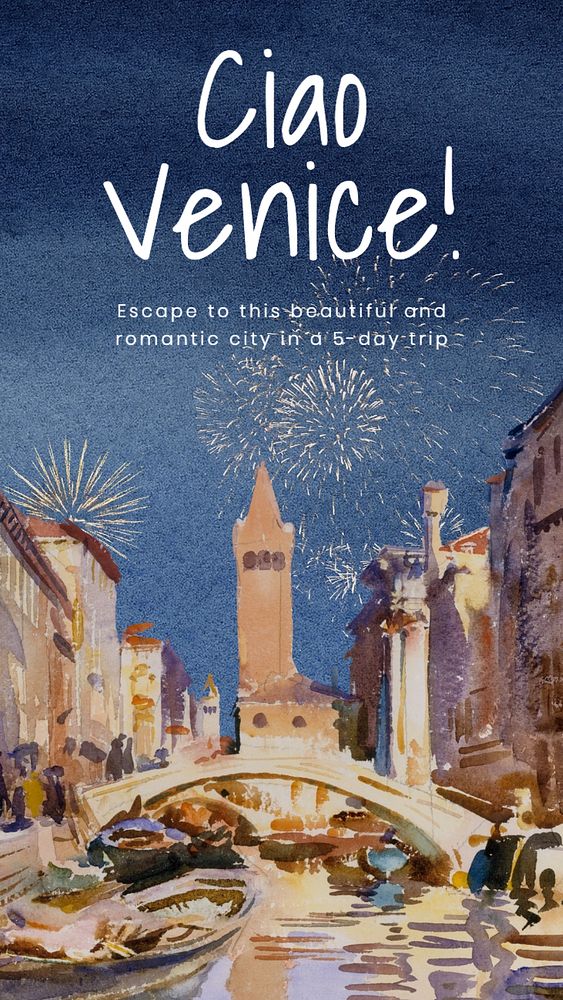 Venice travel Instagram story template, editable text