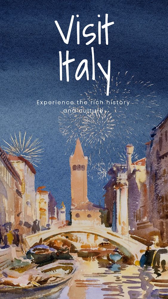 Visit Italy Instagram story template, editable text