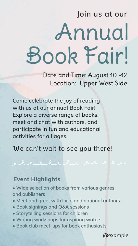 Book fair Instagram story template, editable text