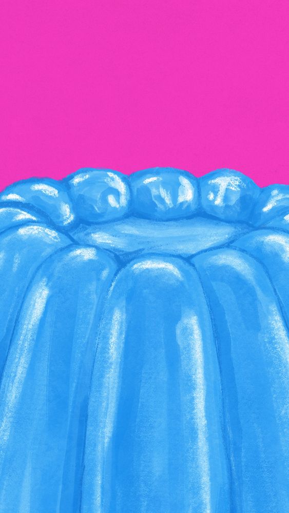 Blue jello pudding iPhone wallpaper, dessert illustration, editable design