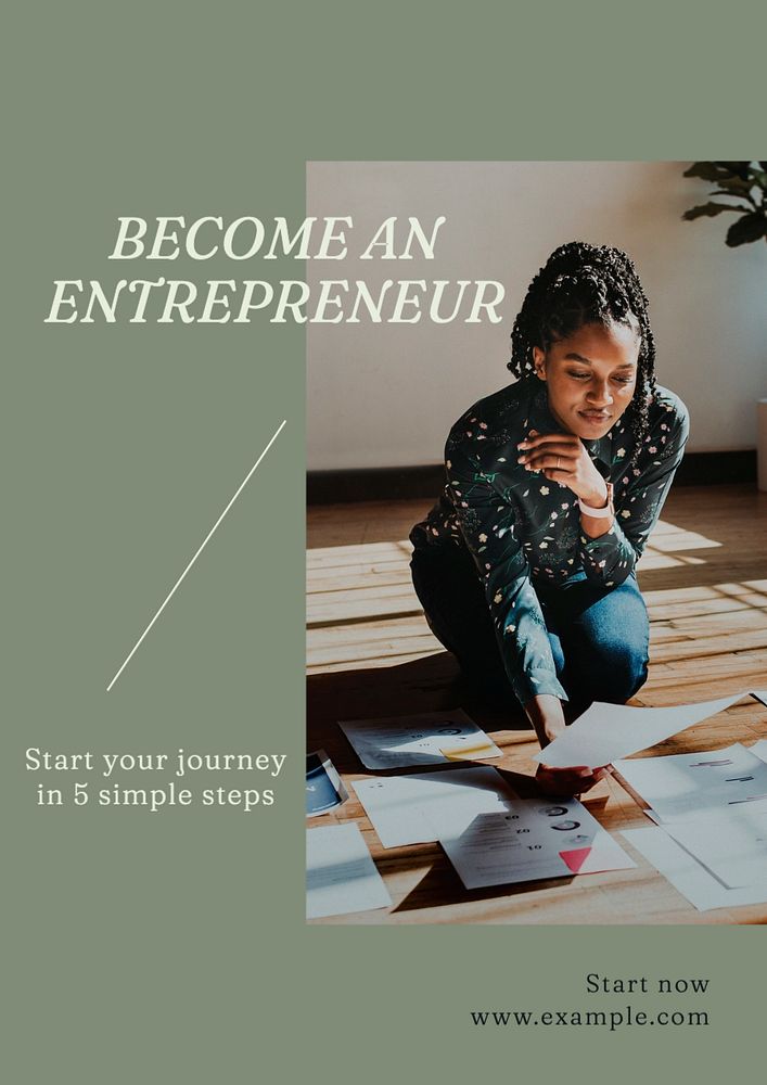 Become an entrepreneur  poster template, editable text and design