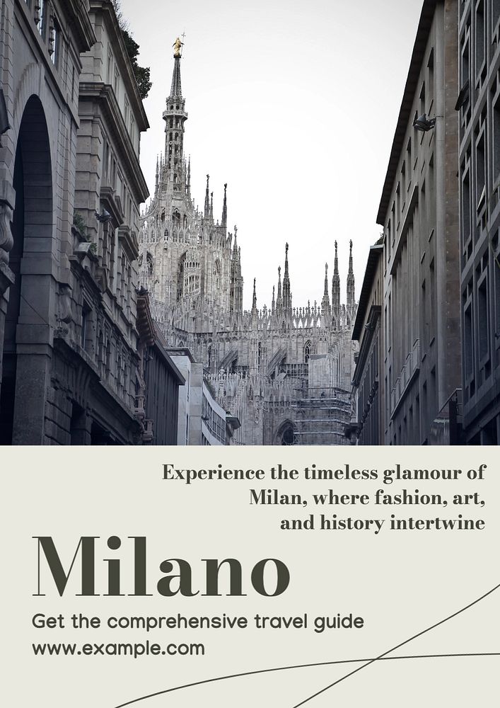 Milan travel poster template, editable text and design