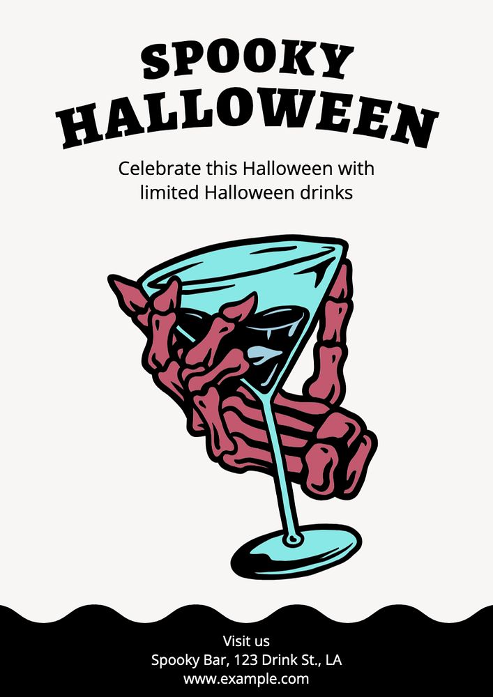 Halloween drinks   poster template, editable text and design