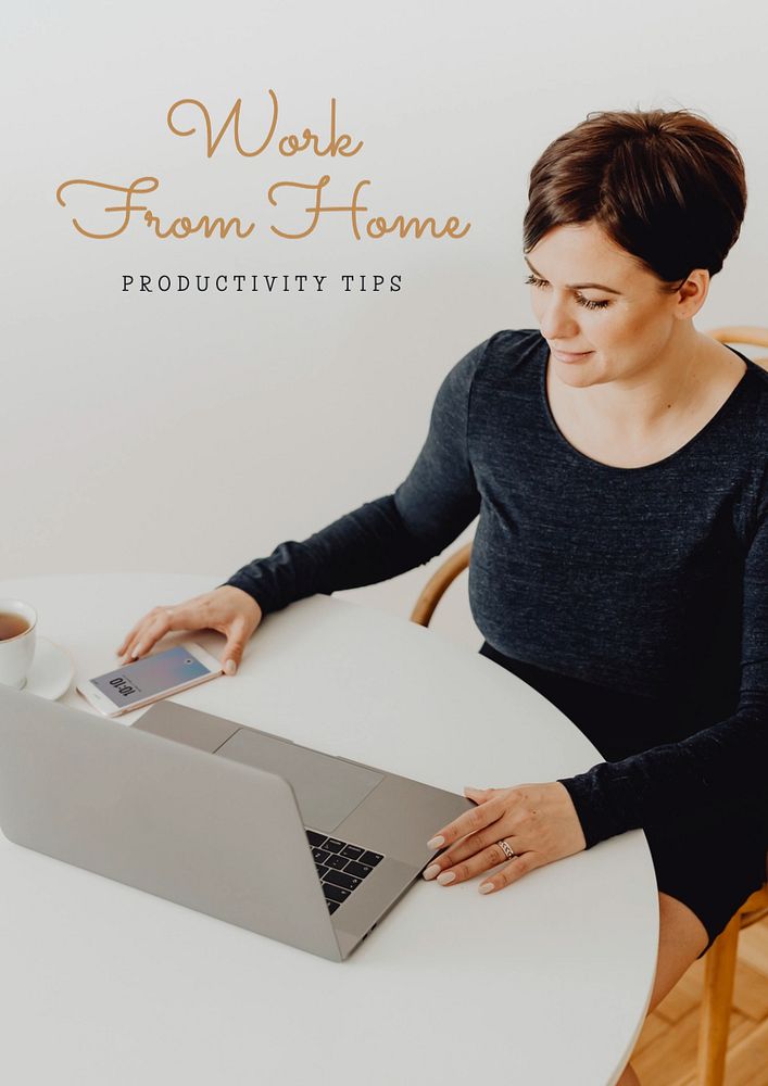 Work from home  poster template, editable text and design