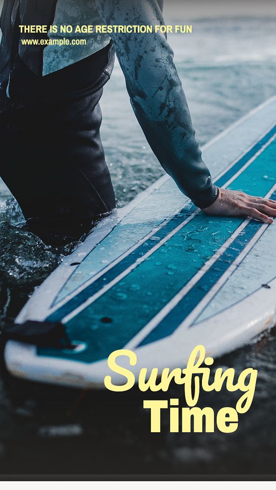 Surfing Instagram story template, editable text