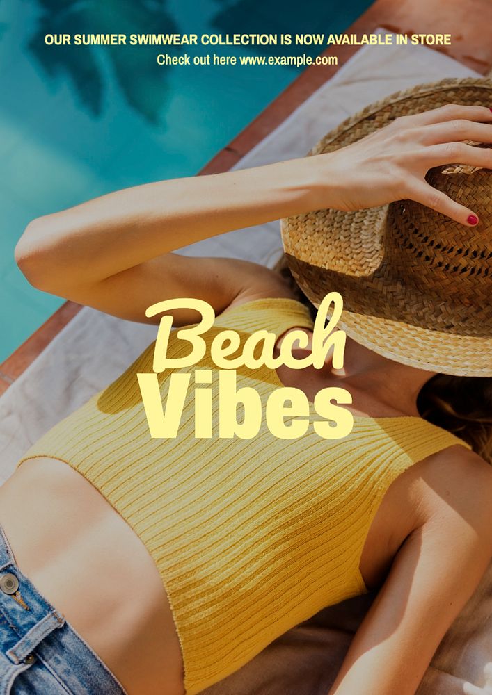 Beach vibes poster template, editable text and design